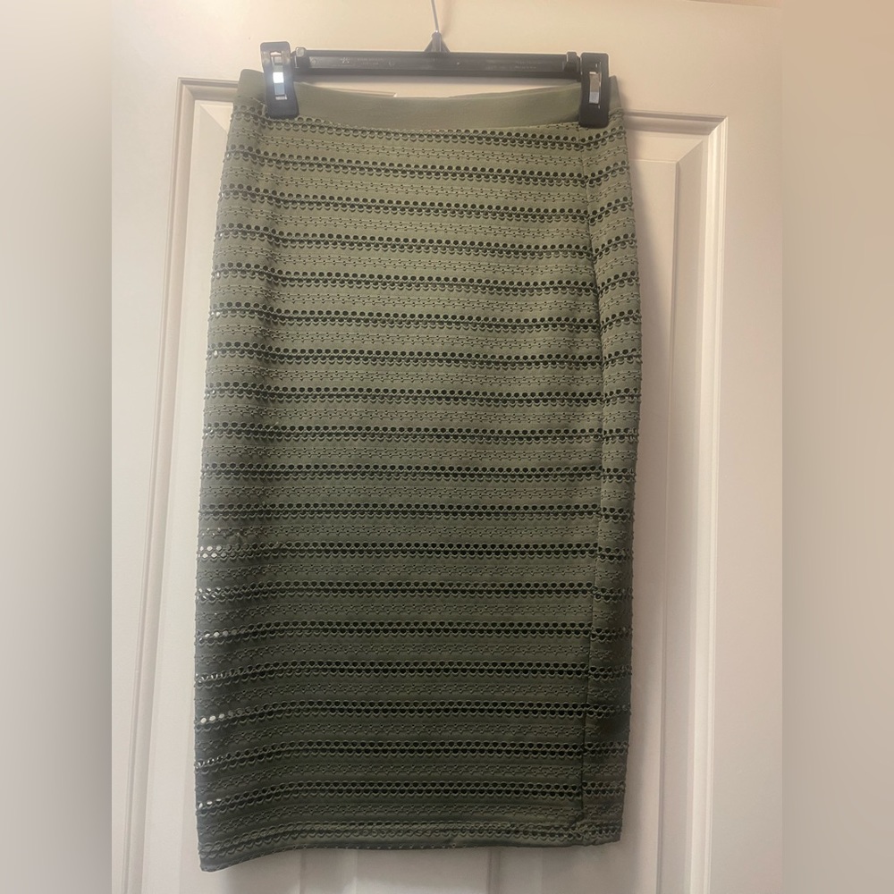 Olive green pencil skirt